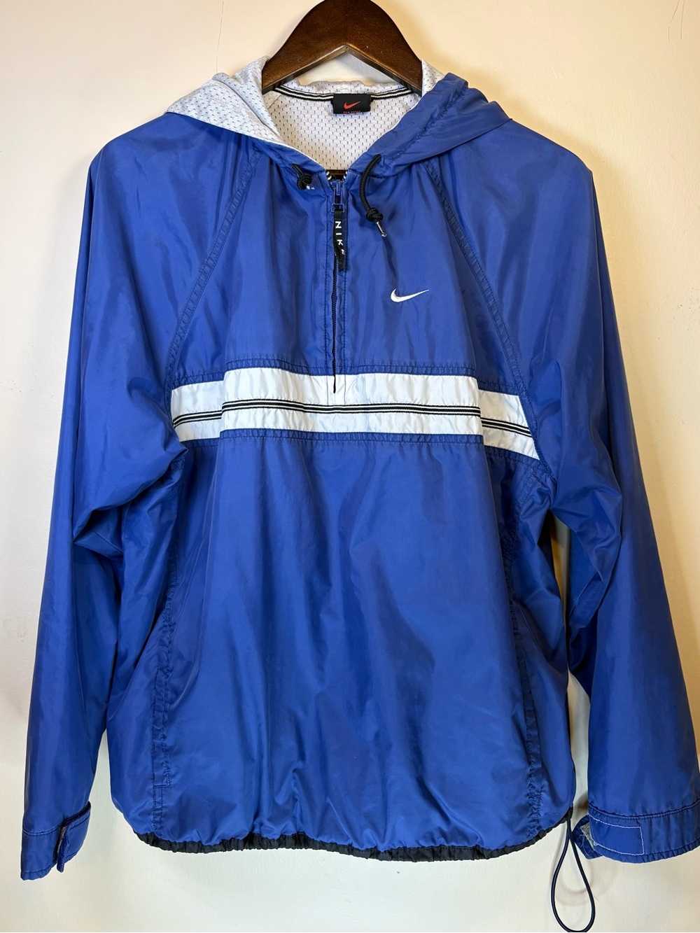 Vintage 90s Nike Windbreaker Jacket Men Large Pullover Chest Stripe Swoosh Retro